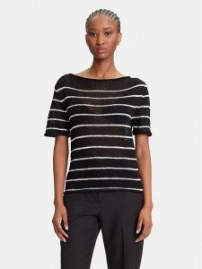 Tommy Hilfiger Sweter WW0WW46522 Czarny Regular Fit. Czarne swetry klasyczne TOMMY HILFIGER, s, z syntetyku, bez kołnierzyka. Za 569,99 zł.