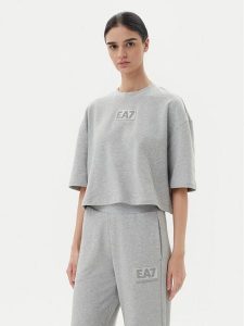 EA7 Emporio Armani T-Shirt 7W000177 AF12473 O8002 Szary Loose Fit. Szare t-shirty EA7 Emporio Armani, m, bez wzorów, z bawełny, bez kołnierzyka, bez ramiączek. Za 289,99 zł.