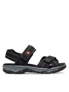 Rieker Sandały 68851-02 Czarny. Czarne sandały Rieker, bez wzorów, z syntetyku, bez obcasa, na płaskiej podeszwie, bez zapięcia. Za 259,99 zł.