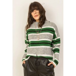Sweter w kolorze szarym ze wzorem. Swetry oversize marki Lafaba. W wyprzedaży za 114,95 zł.