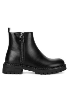 DeeZee Botki WS6116-12 Czarny. Czarne botki DeeZee, bez wzorów, ze skóry, bez obcasa, na płaskiej podeszwie, bez zapięcia. Za 169,99 zł.