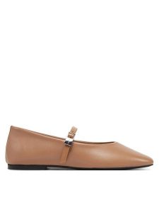 Calvin Klein Baleriny Ballerina New Buckle - Lth HW0HW02483 Brązowy. Brązowe balerinki Calvin Klein, bez wzorów, ze skóry, bez obcasa, bez zapięcia. Za 319,99 zł.