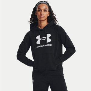 Bluza z kapturem damska Under Armour Rival Fleece Big Logo Hoody. Czarne bluzy Under Armour, xs, bez wzorów, z kapturem. Za 159,99 zł.