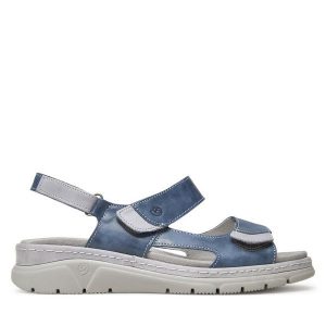 Sandały Suave. Niebieskie sandały Suave, bez wzorów, bez obcasa, na koturnie, bez zapięcia. Za 399,99 zł.
