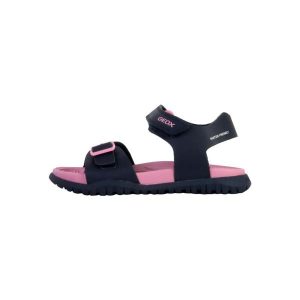 Sandały GEOX J SANDAL FUSBETTO GI Niebieski. Niebieskie sandały Geox, bez wzorów, z syntetyku, bez obcasa, bez zapięcia. Za 189,99 zł.