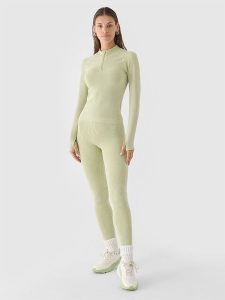 4F Legginsy bezszwowe w prążki damskie - oliwkowe/khaki M/L. Brązowe legginsy 4f, bez wzorów, z dzianiny, z podwyższonym stanem. W wyprzedaży za 59,99 zł.