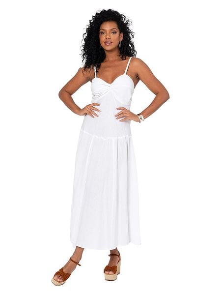 Aller Simplement Sukienka w kolorze białym rozmiar: 34/36. Białe sukienki Aller Simplement, bez wzorów, klasyczne, bez kołnierzyka, bez ramiączek, maxi. Za 74,28 zł.