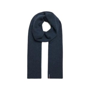 Dzianinowy szalik z logo dla kobiet Superdry Essential. Niebieskie szaliki Superdry, bez wzorów, z dzianiny. Za 154,50 zł.