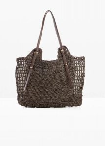 Torba shopper z ozdobnymi sprzączkami. Brązowe shopper bag bonprix, bez wzorów, bez dodatków. Za 127,99 zł.