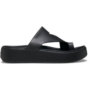 Japonki damskie Crocs Getaway Platform Toe Loop. Czarne klapki Crocs, bez wzorów, bez obcasa. Za 179,00 zł.