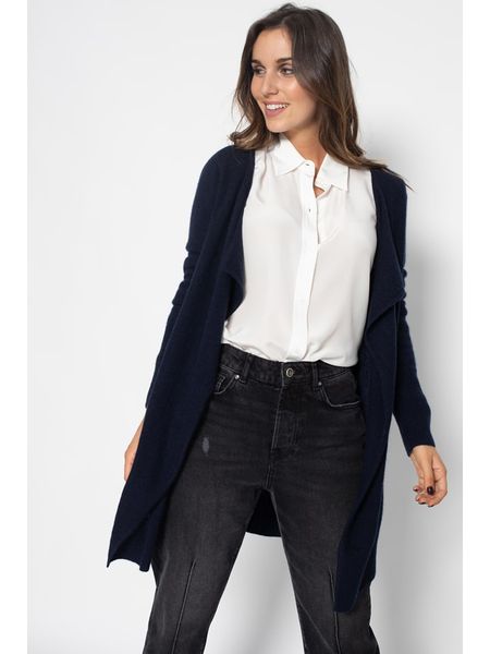 Perfect Cashmere Kaszmirowy kardigan "Abigail" w kolorze granatowym rozmiar: M. Niebieskie kardigany Perfect Cashmere, m, bez wzorów, z kaszmiru, bez ramiączek. Za 484,31 zł.