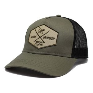 Czapka Trucker - 5 Paneli / Dorośli / Jeden Rozmiar (Oliwkowy/Czarny). Czarne czapki SURF MONKEY, z aplikacjami, z bawełny, eleganckie. Za 135,96 zł.