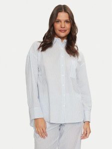 Hunkemöller Koszulka piżamowa 206510 Niebieski Regular Fit. Niebieskie koszule nocne Hunkemöller, bez wzorów, z bawełny, bez ramiączek. Za 89,99 zł.