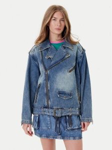 Guess Kurtka jeansowa W5YN70 D4XYZ Niebieski Regular Fit. Niebieskie kurtki Guess, xxl, z aplikacjami, z bawełny, bez kaptura. Za 599,99 zł.