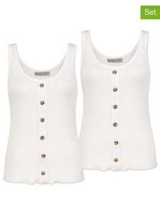 Sky Rebel Topy (2 szt.) w kolorze białym rozmiar: M. Białe topy Sky Rebel, m, bez wzorów, prążkowane, bez kołnierzyka, bez ramiączek. Za 87,61 zł.