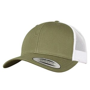 Dwukolorowa Czapka Trucker Retro. Brązowe czapki FLEXFIT, bez wzorów, z bawełny, retro. Za 59,99 zł.