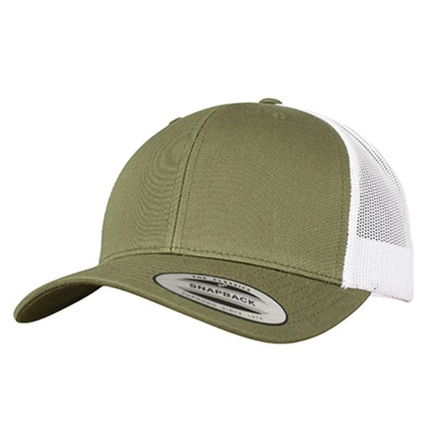 Dwukolorowa Czapka Trucker Retro. Brązowe czapki FLEXFIT, bez wzorów, z bawełny, retro. Za 60,99 zł.