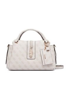 Guess Torebka Yvonne Logo HWSG23 78060 Kremowy. Białe torebki klasyczne Guess, z aplikacjami, ze skóry, bez dodatków. Za 634,99 zł.