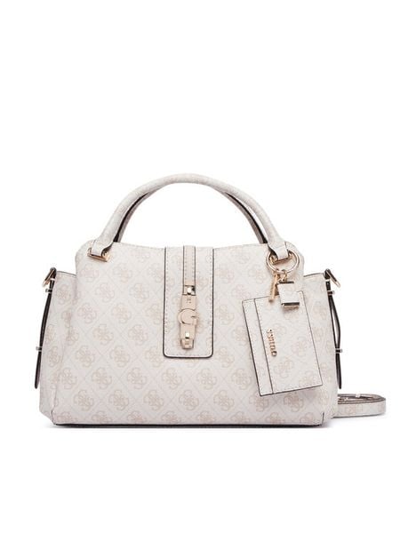 Guess Torebka Yvonne Logo HWSG23 78060 Kremowy. Białe kuferki Guess, z aplikacjami, ze skóry, bez dodatków. Za 571,99 zł.