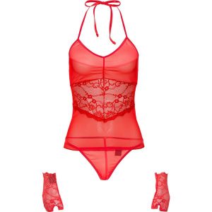 Top + stringi + rękawiczki (3 części) bonprix czerwony. Komplety bielizny marki bonprix. Za 54,99 zł.