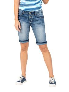 Timezone Szorty dżinsowe "Nali" - Slim fit - w kolorze niebieskim rozmiar: W31. Niebieskie szorty Timezone, z aplikacjami, klasyczne. Za 96,37 zł.