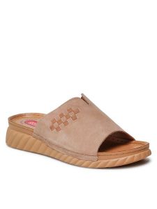 Go Soft Klapki EST-2299-02 Beżowy. Brązowe klapki Go Soft, bez wzorów, ze skóry, bez obcasa. Za 149,99 zł.