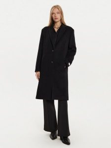 Calvin Klein Płaszcz wełniany K20K207701 Czarny Regular Fit. Czarne płaszcze Calvin Klein, na zimę, bez wzorów, z syntetyku, bez kaptura. Za 919,99 zł.