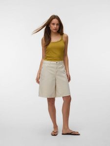 Vero Moda Top w kolorze oliwkowym rozmiar: S. Brązowe topy Vero Moda, s, bez wzorów, z bawełny, bez kołnierzyka, bez ramiączek. Za 60,45 zł.