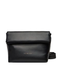 Tommy Hilfiger Torebka Th Logotape AW0AW17692 Czarny. Czarne listonoszki TOMMY HILFIGER, bez wzorów, ze skóry, bez dodatków. Za 459,99 zł.