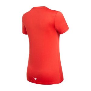Koszulka tenisowa damska z krótkim rękawem Diadora L. SS T-Shirt. Białe bluzki Diadora, l, bez wzorów, bez kołnierzyka, bez ramiączek. Za 69,99 zł.
