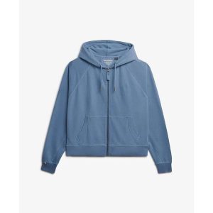 Damska bluza z kapturem zapinana na zamek Superdry Studios. Niebieskie bluzy Superdry, bez wzorów, z kapturem. Za 348,85 zł.