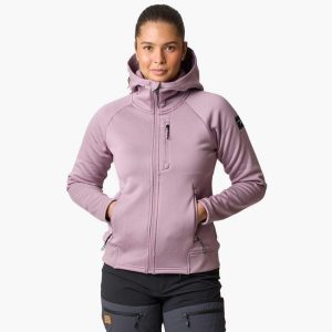 Bluza z kapturem Hiking damska Swedemount Lofoten Tech Stretch Hood wodoodporna. Fioletowe bluzy SWEDEMOUNT, bez wzorów, z kapturem. Za 329,99 zł.