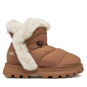 Śniegowce Steve Madden. Brązowe buty zimowe Steve Madden, bez obcasa, bez zapięcia. Za 669,99 zł.