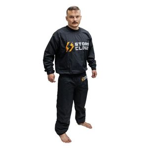 StormCloud Dres Sauna StormSteam Light M. Czarne kombinezony STORMCLOUD, na lato, l, bez wzorów, z dresówki, bez kołnierzyka, bez ramiączek. Za 199,99 zł.