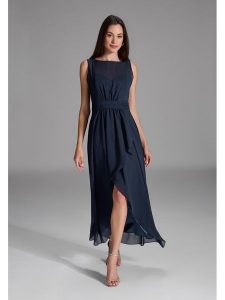SWING Sukienka w kolorze granatowym rozmiar: 36. Niebieskie sukienki Swing, bez wzorów, bez kołnierzyka, bez ramiączek, maxi. Za 225,05 zł.