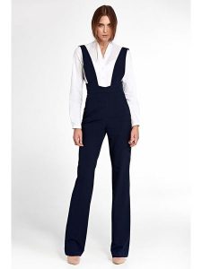 Nife Kombinezon w kolorze granatowym rozmiar: 44. Niebieskie kombinezony Nife, bez wzorów, z tkaniny, bez kołnierzyka, bez ramiączek. Za 213,18 zł.