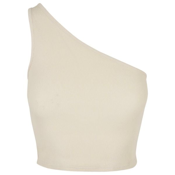 Damski krótki tank top Urban Classics Asymmetric GT. Brązowe topy Urban Classics, bez wzorów, z asymetrycznym kołnierzem, bez ramiączek. Za 90,00 zł.