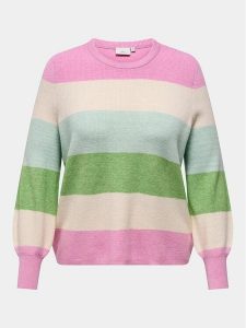 ONLY Carmakoma Sweter New Daria 15306802 Kolorowy Regular Fit. Swetry klasyczne Only Carmakoma, z wiskozy, bez kołnierzyka. Za 89,99 zł.