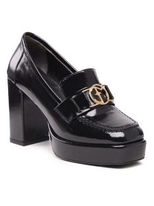 Eva Minge Półbuty EM-71-13-001602 Czarny. Czarne czółenka Eva Minge, bez wzorów, z lakierowanej skóry, bez obcasa, na obcasie, bez zapięcia. Za 329,99 zł.