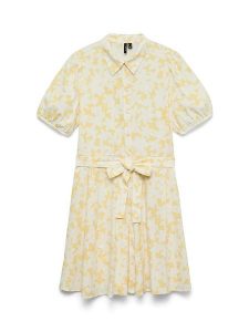 Vero Moda Sukienka w kolorze biało-żółtym rozmiar: L. Białe sukienki Vero Moda, l, bez wzorów, z bawełny, bez kołnierzyka, bez ramiączek, mini. Za 143,95 zł.