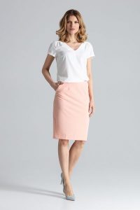 Elegancka Spódnica Tuba przed Kolano - Różowy. Czerwone spódnice Figl, l, bez wzorów, z materiału, eleganckie. Za 189,00 zł.