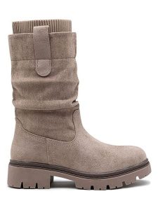 Foreverfolie Kozaki w kolorze khaki rozmiar: 36. Brązowe kozaki Foreverfolie, na zimę, bez wzorów, bez obcasa, bez zapięcia. Za 162,49 zł.