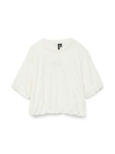 Vero Moda Koszulka w kolorze białym rozmiar: S. Białe bluzki Vero Moda, s, bez wzorów, z bawełny, bez kołnierzyka, bez ramiączek. Za 52,67 zł.