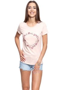 MUSTANG T SHIRT DAMSKI Alexia C Print 1008944 8415. Brązowe t-shirty Mustang, s, bez wzorów, bez kołnierzyka, bez ramiączek. W wyprzedaży za 39,99 zł.