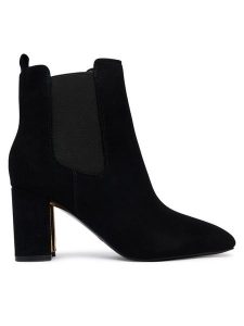Guess Botki FLFFIE SUE10 Czarny. Czarne czółenka Guess, z aplikacjami, ze skóry, bez obcasa, bez zapięcia. Za 674,99 zł.