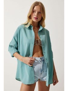 Happiness Istanbul Bluzka "Happiness Istanbul" w kolorze turkusowym rozmiar: 38. Niebieskie bluzki Happiness Istanbul, bez wzorów, z bawełny, bez kołnierzyka, bez ramiączek. Za 60,99 zł.