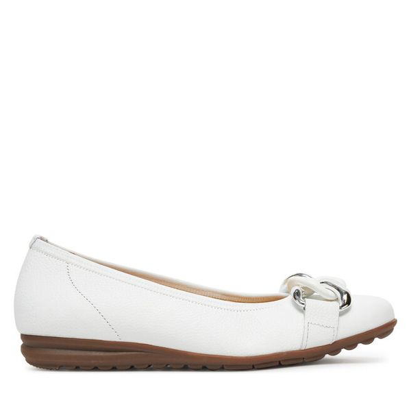 Baleriny Gabor. Białe balerinki Gabor, bez wzorów, bez obcasa, bez zapięcia. Za 329,99 zł.