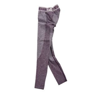 Legginsy damskie suchego fitnessu yoga fioletowe. Fioletowe legginsy Gymshark, bez wzorów, z materiału. Za 76,64 zł.