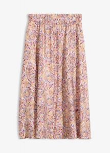 Spódnica midi z mieszanki wiskozy. Białe spódnice bonprix, bez wzorów, z wiskozy, midi. Za 69,99 zł.