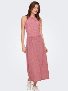 ONLY Sukienka w kolorze czerwono-białym rozmiar: XL. Czerwone sukienki ONLY, xl, bez wzorów, z materiału, bez kołnierzyka, bez ramiączek, midi. Za 101,23 zł.